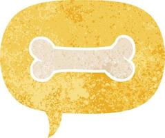 cartoon bone and speech bubble in retro textured style vector