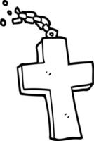 line drawing cartoon silver cross vector