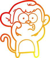 warm gradient line drawing cartoon hooting monkey vector