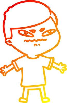 warm gradient line drawing cartoon exasperated man
