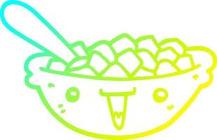 cold gradient line drawing cute cartoon bowl of cereal vector