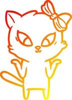 warm gradient line drawing cartoon cat vector