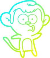 cold gradient line drawing cartoon surprised monkey vector
