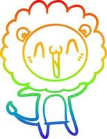 rainbow gradient line drawing happy cartoon lion vector