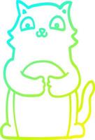 cold gradient line drawing cartoon cat vector