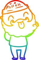rainbow gradient line drawing man with beard sticking out tongue vector