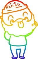 rainbow gradient line drawing man with beard sticking out tongue vector