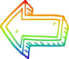rainbow gradient line drawing cartoon arrow vector