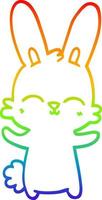 rainbow gradient line drawing cute cartoon rabbit vector