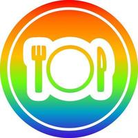 knife fork and plate circular in rainbow spectrum vector