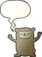 cute cartoon bear and speech bubble in smooth gradient style vector