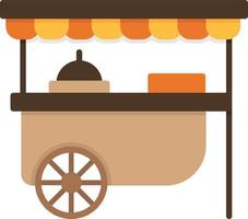 carrito de comida, plano, icono vector