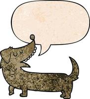 cartoon dog and speech bubble in retro texture style vector