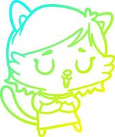 línea de gradiente frío dibujo chica gato vector