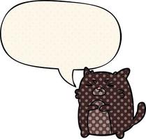 cartoon angry cat and speech bubble in comic book style vector