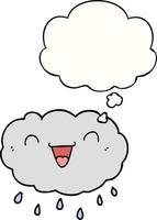 happy cartoon cloud and thought bubble vector