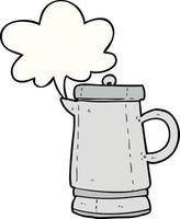 cartoon old metal kettle and speech bubble vector