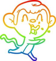 rainbow gradient line drawing crazy cartoon monkey vector