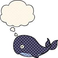 cartoon whale and thought bubble in comic book style vector