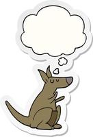 cartoon kangaroo and thought bubble as a printed sticker vector