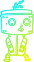 cold gradient line drawing cartoon robot vector