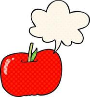 cartoon apple and speech bubble in comic book style vector