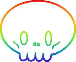 rainbow gradient line drawing cartoon skull vector