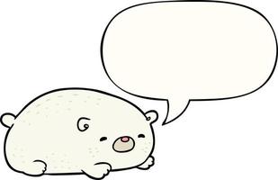 cute cartoon polar bear and speech bubble vector