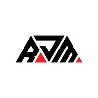 RJM triangle letter logo design with triangle shape. RJM triangle logo design monogram. RJM triangle vector logo template with red color. RJM triangular logo Simple, Elegant, and Luxurious Logo. RJM