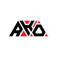 RKO triangle letter logo design with triangle shape. RKO triangle logo design monogram. RKO triangle vector logo template with red color. RKO triangular logo Simple, Elegant, and Luxurious Logo. RKO