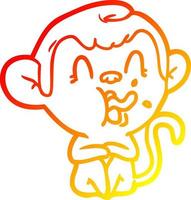 warm gradient line drawing crazy cartoon monkey vector