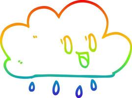 rainbow gradient line drawing cartoon expressive weather cloud vector