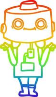 rainbow gradient line drawing cartoon robot vector