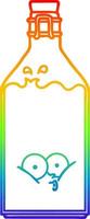 rainbow gradient line drawing cartoon old bottle vector