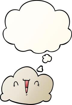 nube de dibujos animados y burbuja de pensamiento en estilo degradado suave vector