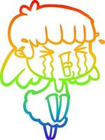 rainbow gradient line drawing cartoon woman vector