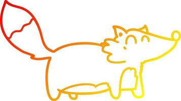 warm gradient line drawing fat cartoon fox vector