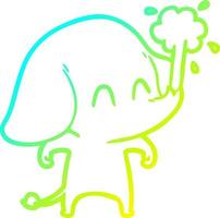 cold gradient line drawing cute cartoon elephant spouting water vector