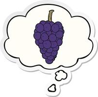 cartoon grapes and thought bubble as a printed sticker vector