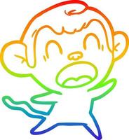 rainbow gradient line drawing shouting cartoon monkey vector