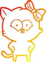 warm gradient line drawing cartoon cat vector