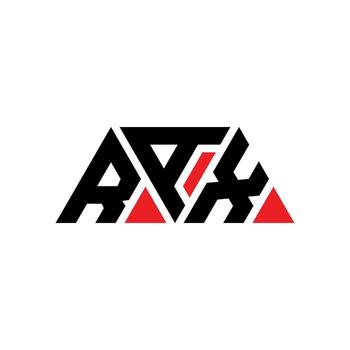 RAX triangle letter logo design with triangle shape. RAX triangle logo design monogram. RAX triangle vector logo template with red color. RAX triangular logo Simple, Elegant, and Luxurious Logo. RAX
