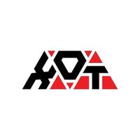 XOT triangle letter logo design with triangle shape. XOT triangle logo design monogram. XOT triangle vector logo template with red color. XOT triangular logo Simple, Elegant, and Luxurious Logo. XOT