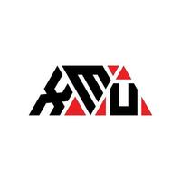 XMU triangle letter logo design with triangle shape. XMU triangle logo design monogram. XMU triangle vector logo template with red color. XMU triangular logo Simple, Elegant, and Luxurious Logo. XMU