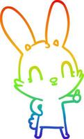 dibujo de línea de gradiente de arco iris lindo conejo de dibujos animados vector