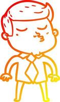 warm gradient line drawing cartoon model guy pouting vector