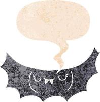 cartoon vampire bat and speech bubble in retro textured style vector