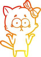 warm gradient line drawing cartoon cat vector