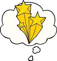 cartoon shooting stars and thought bubble vector