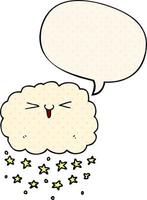 happy cartoon cloud and speech bubble in comic book style vector